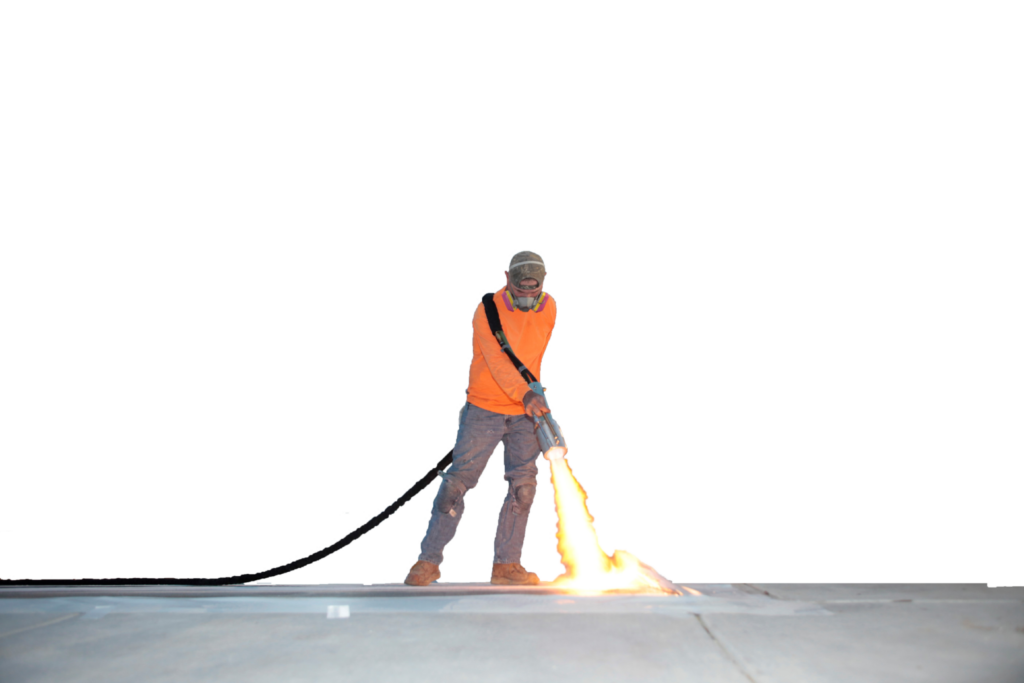 Man using a flamethrower.
